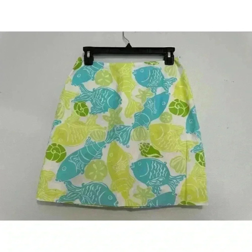 Lilly Pulitzer‎ White coolwater pattern skirt size 4p